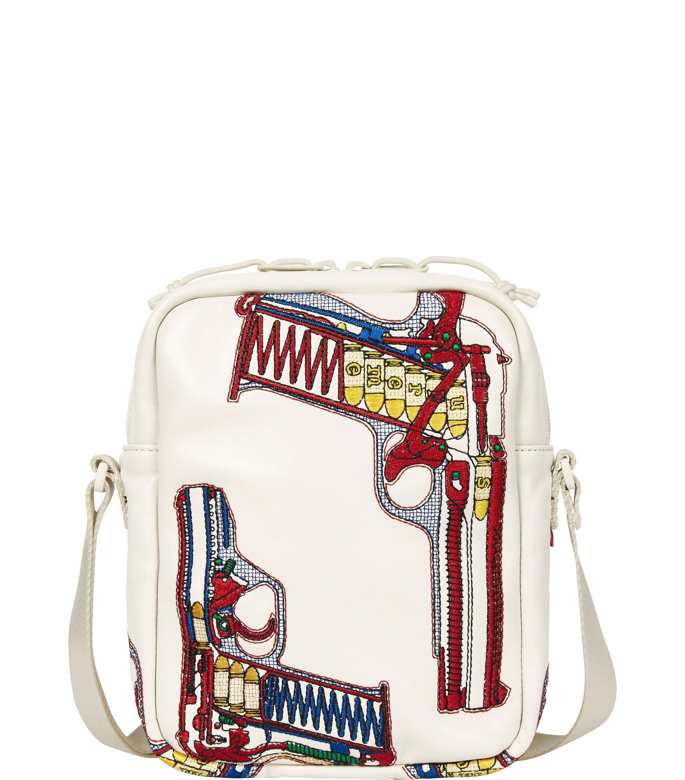 Guns Embroidered Leather Shoulder Bag view 3